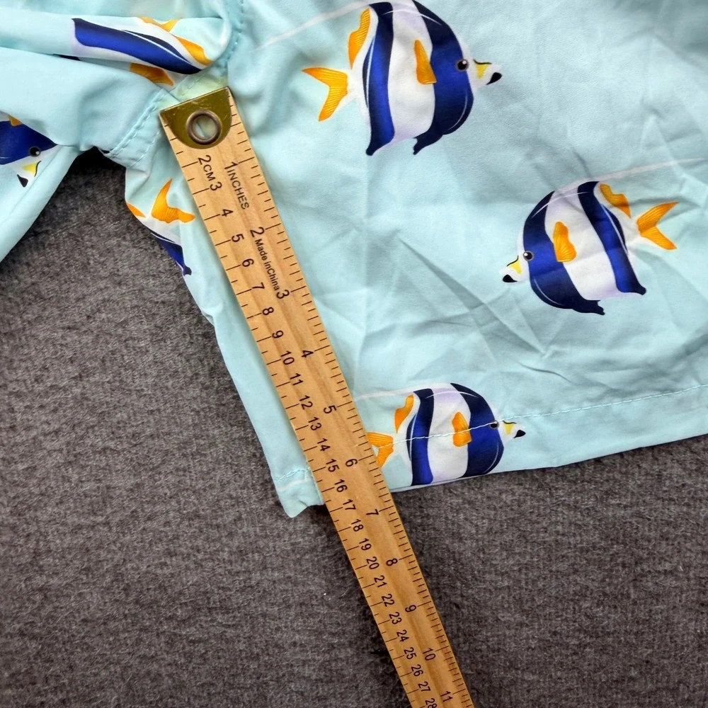 Brooklyn‎ Cloth Kent Ave Volley Swim Trunks Mens Small Light Blue Tropical Fish
